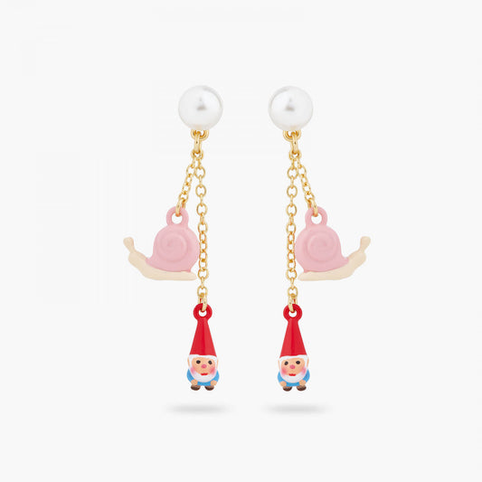 GARDEN GNOME AND SNAIL POST EARRINGS