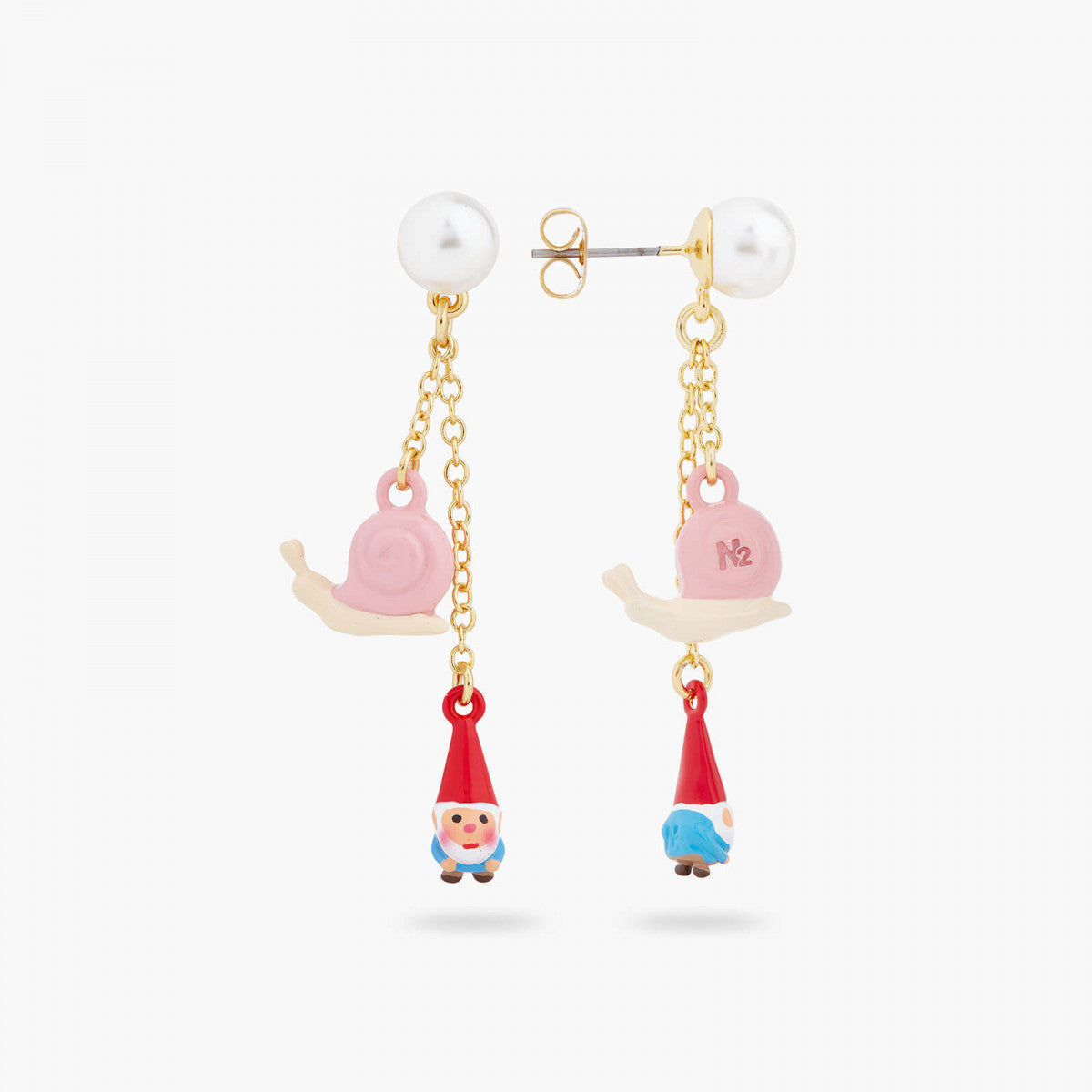 GARDEN GNOME AND SNAIL POST EARRINGS