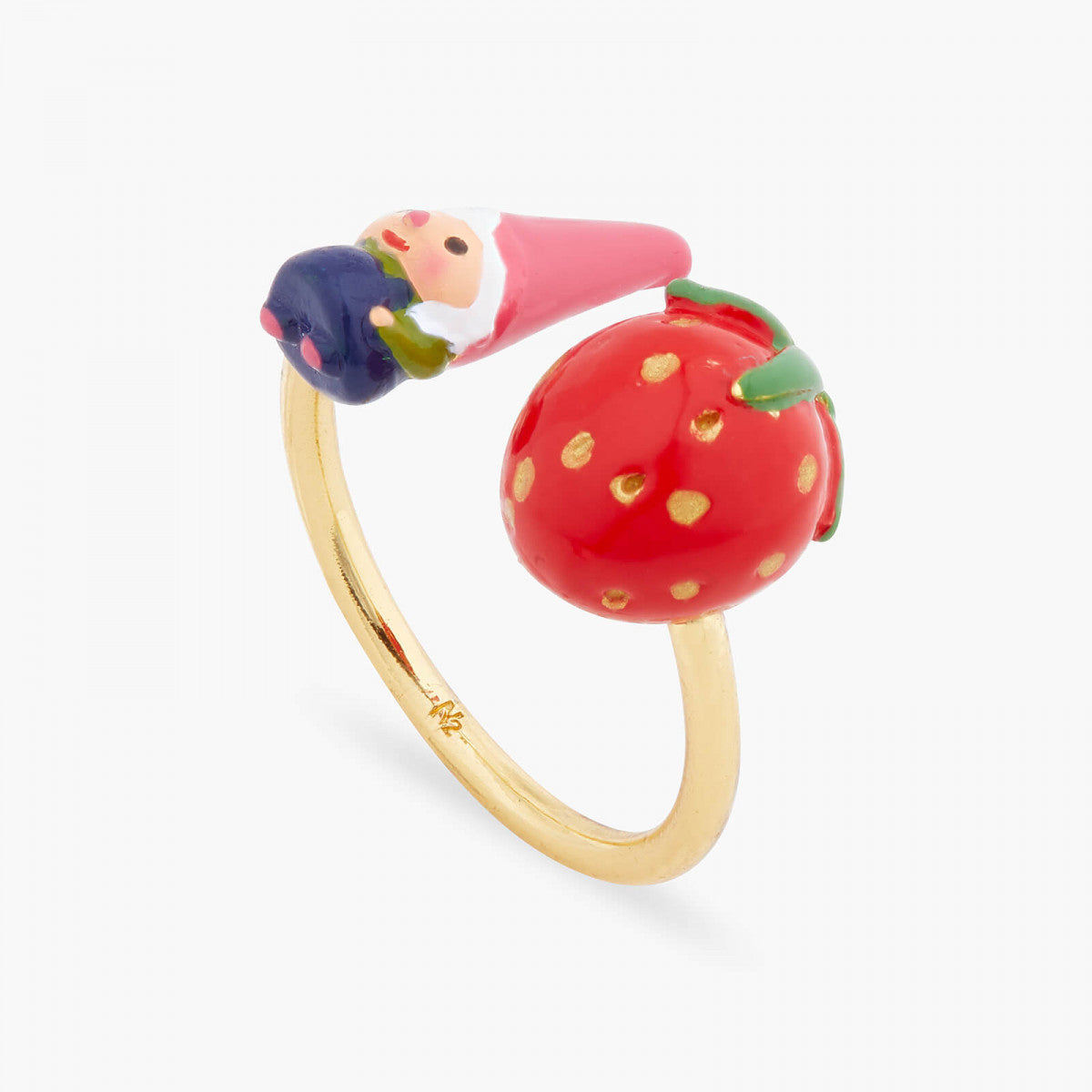 GARDEN GNOME AND STRAWBERRY YOU AND ME ADJUSTABLE RING
