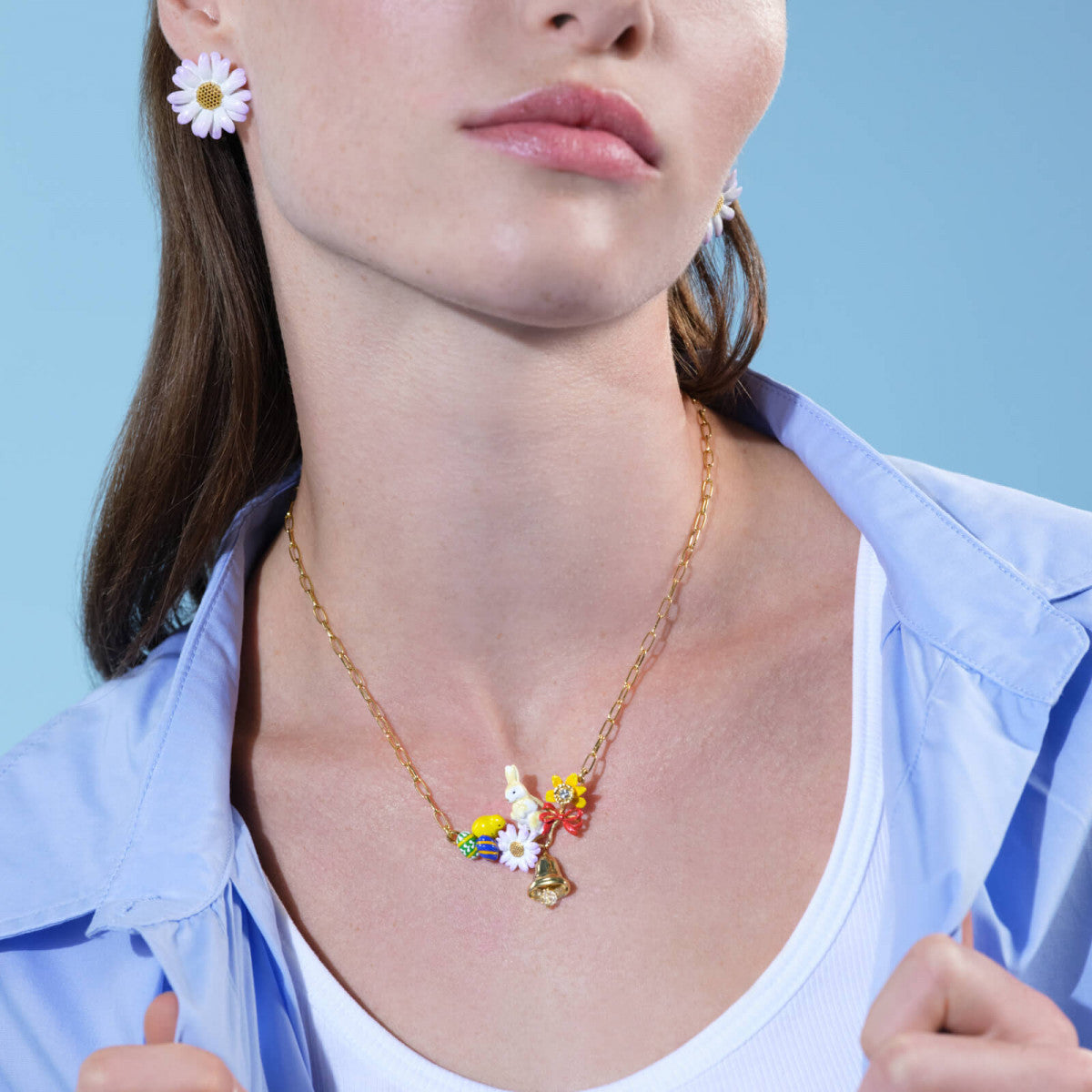 EASTER CHICK AND RABBIT THIN NECKLACE