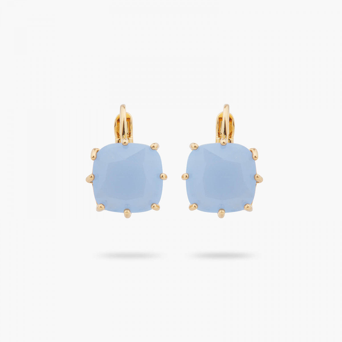 SKY BLUE DIAMANTINE SQUARE STONE SLEEPER EARRINGS