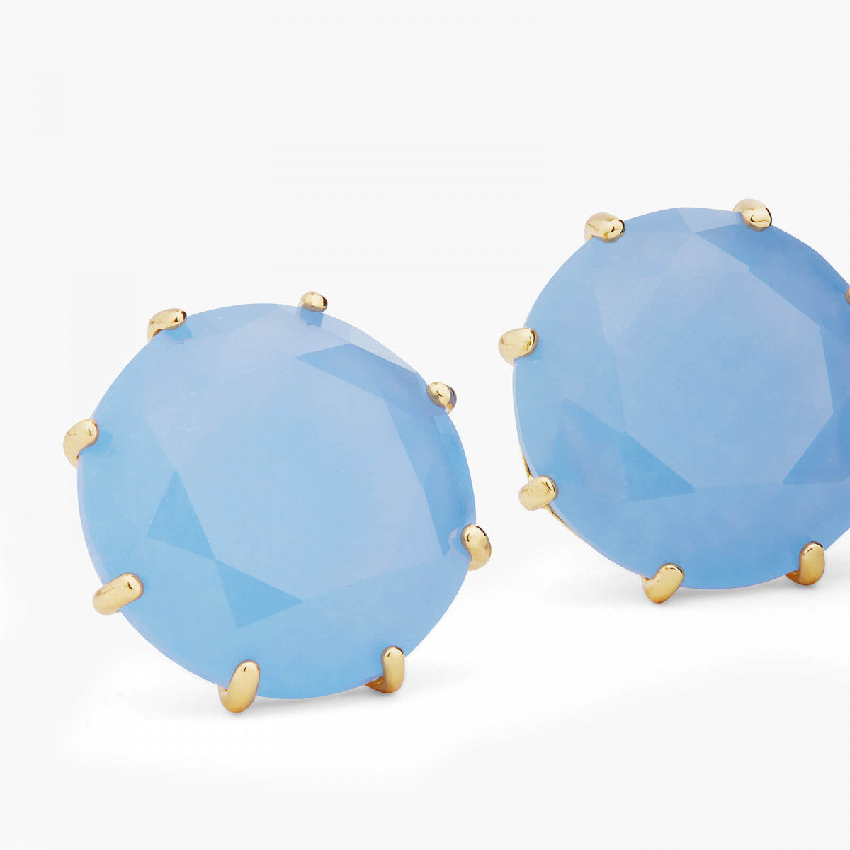 SKY BLUE DIAMANTINE ROUND STONE SLEEPER EARRINGS