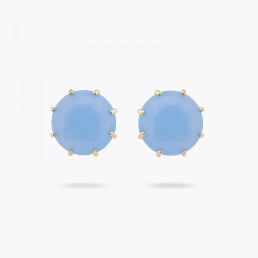 SKY BLUE DIAMANTINE ROUND STONE POST EARRINGS