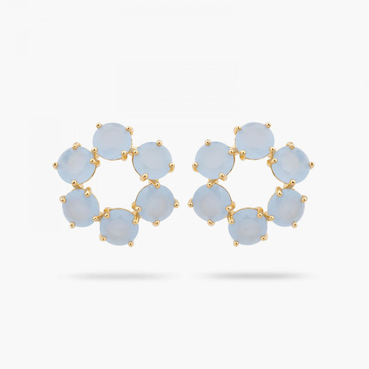SKY BLUE DIAMANTINE 6 STONE POST EARRINGS
