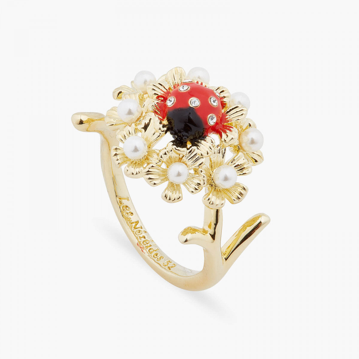 LADYBIRD AND WOOD ANEMONE COCKTAIL RING