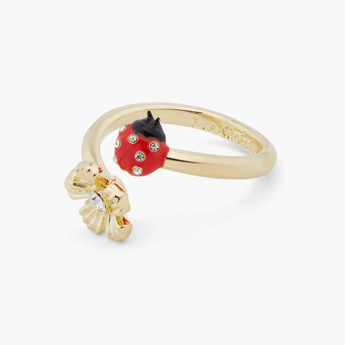 LADYBIRD AND WOOD ANEMONE ADJUSTABLE YOU AND ME RING