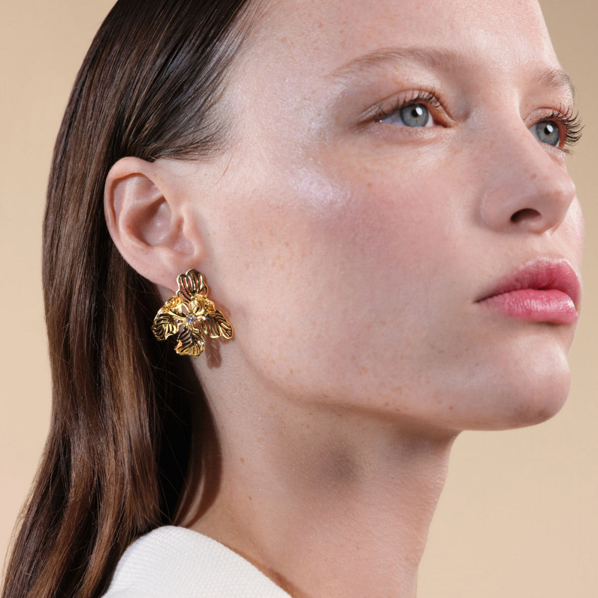 OPENWORK PETAL IRIS POST EARRINGS