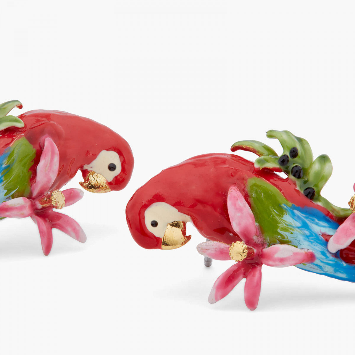 PARROT AND BAUHINIA FLOWER POST EARRINGS