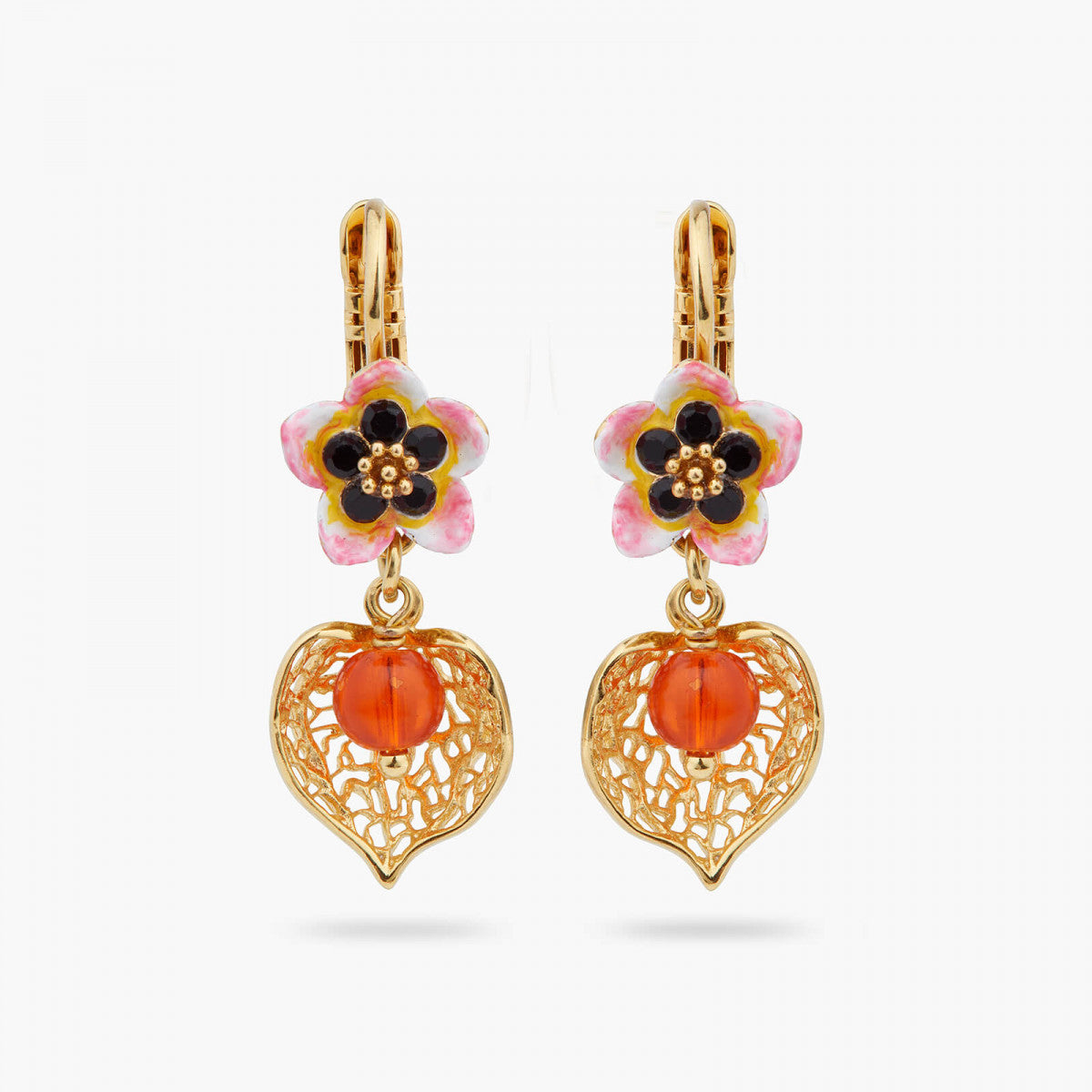 TIARÉ FLOWER AND PHYSALIS SLEEPER EARRINGS