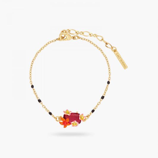 WILD FLOWER AND FACETED CRYSTAL THIN BRACELET