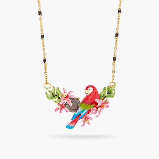 PARROT AND EXOTIC FLOWER STATEMENT NECKLACE