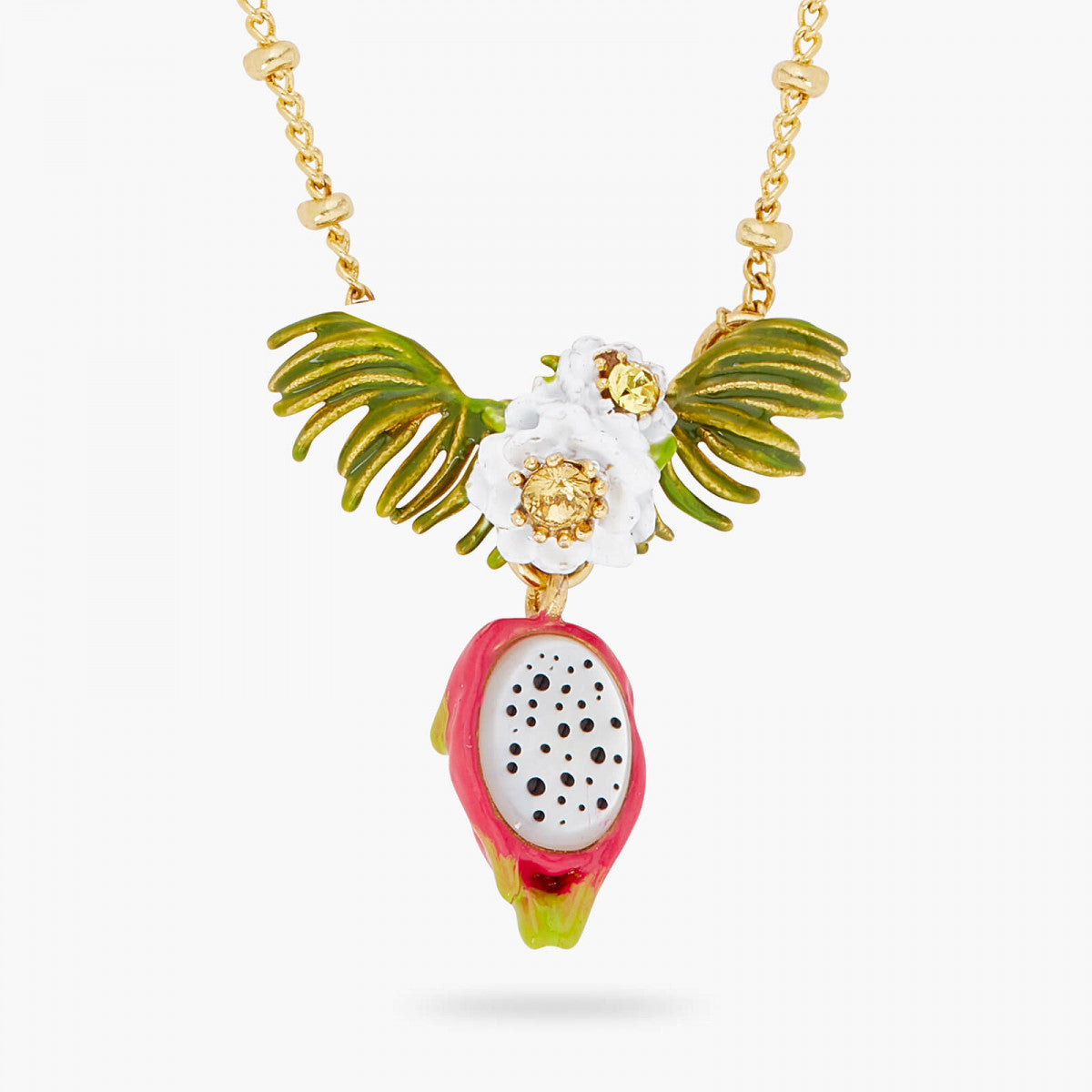 DRAGONFRUIT AND PITAYA FLOWER PENDANT NECKLACE