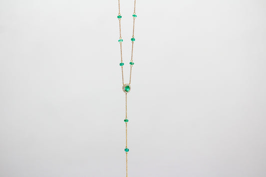 EMERALD DIAMOND LARIAT NECKLACE