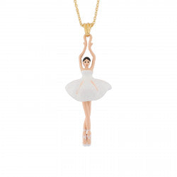 WHITE PENDANT NECKLACE WITH TOE-DANCING BALLERINA