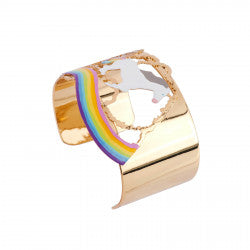 CUFF BRACELET WITH UNICORN GALLOPING OVER THE RAINBOW