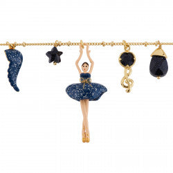 GLITTERED MIDNIGHT BLUE BALLERINA AND CHARMS BRACELET