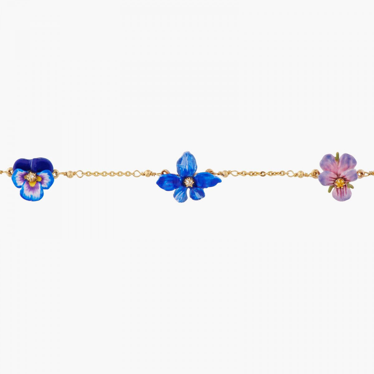 VIOLET AND PANSY THIN LINK CHAIN BRACELET